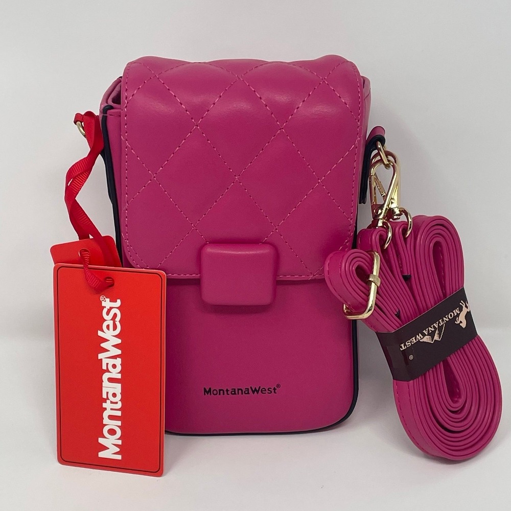 NWT Montana West Hot Pink Quilted Crossbody Phone Wallet Bag